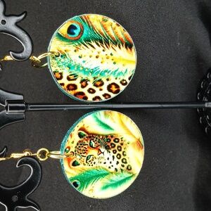Leopard & Peacock Print Earrings